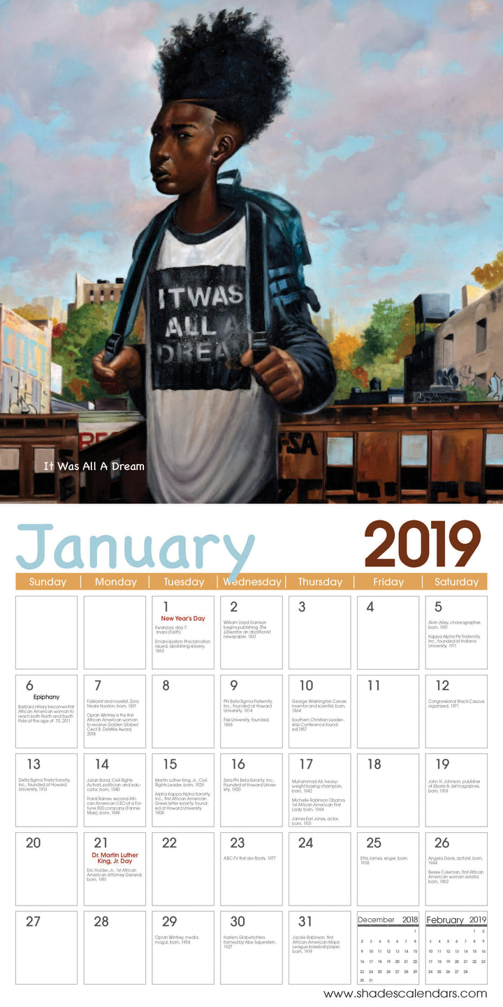 Shades of Color Kids: The Art of Frank Morrison (2019 African American Calendar) (Interior)