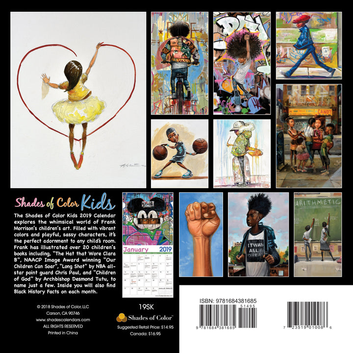 Shades of Color Kids: The Art of Frank Morrison (2019 African American Calendar) (Rear)