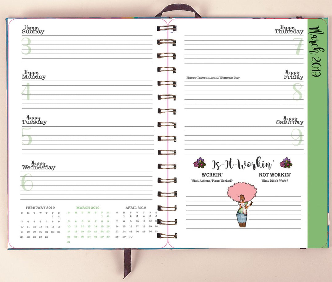 Flower PowHer: 2019 African American Inspirational Weekly Planner by Kiwi McDowell (Interior)