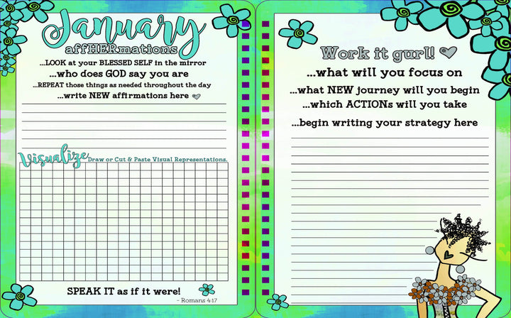 Flower PowHer: 2019 African American Inspirational Weekly Planner by Kiwi McDowell (Interior)