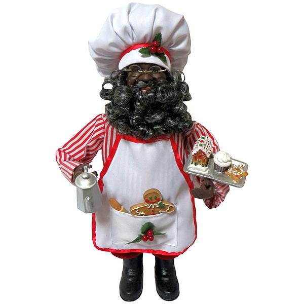 Bakery Chef Santa II: African American Santa Claus Figurine