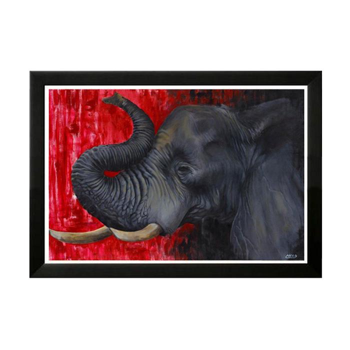 Crimson Elephant by Cecil "CREED" Reed (Delta Sigma Theta Inspired) (Black Frame)