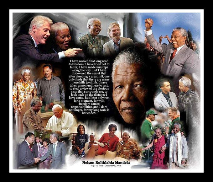 Nelson Mandela by Wishum Gregory (Black Frame)