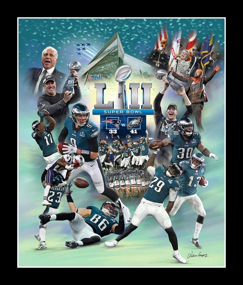 Philadelphia Eagles: 2018 Super Bowl Champions by Wishum Gregory (Black Frame)