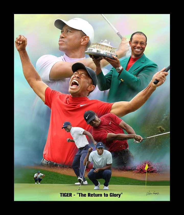 Tiger Woods: A Return to Glory by Wishum Gregory (Black Frame)