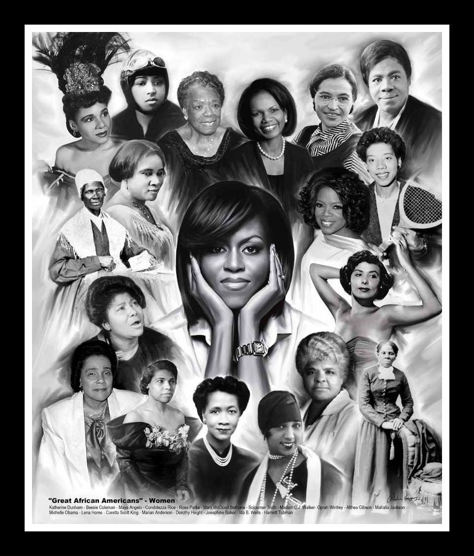 Great African American Women by Wishum Gregory (Black Frame)