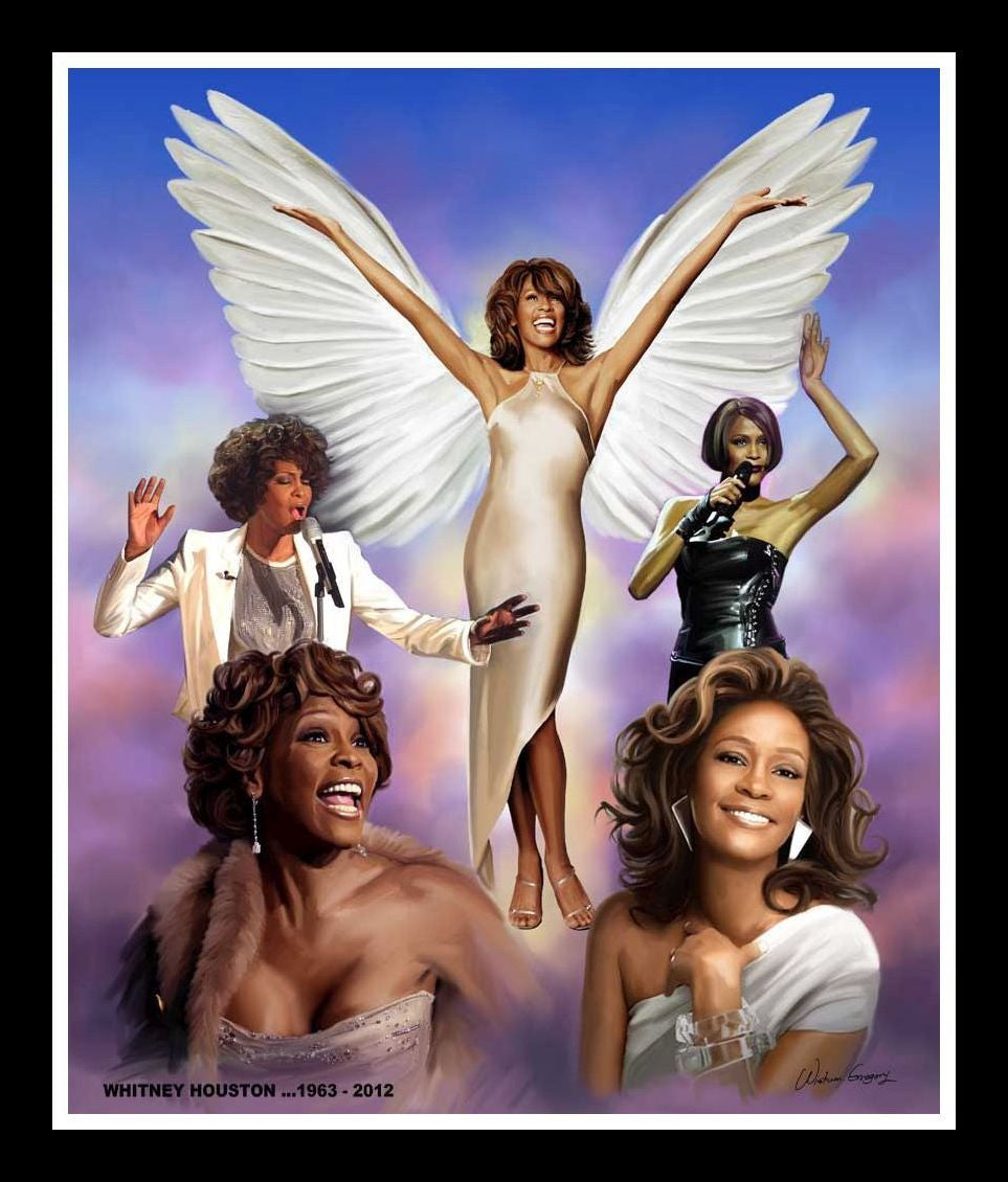 Whitney Houston by Wishum Gregory (Black Frame)