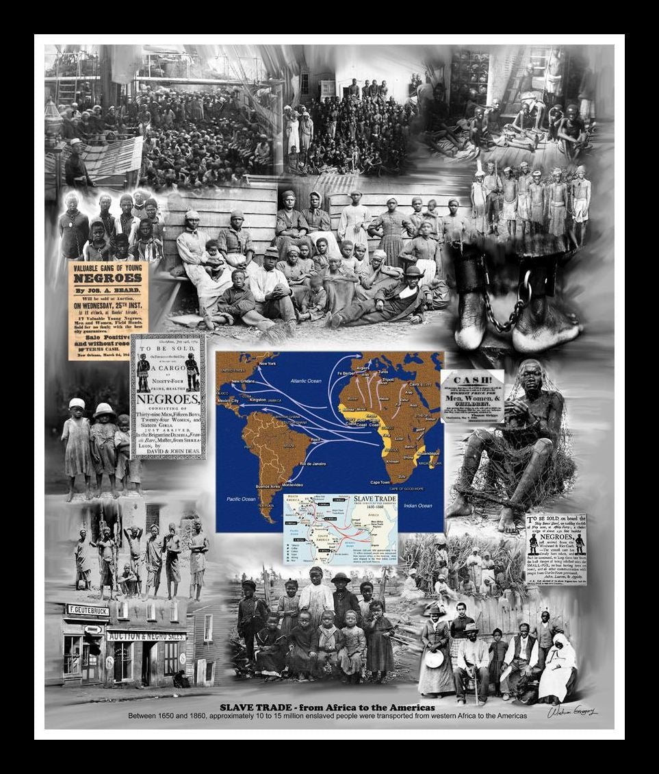 2 of 2: African Slave Trade by Wishum Gregory (Black Frame)