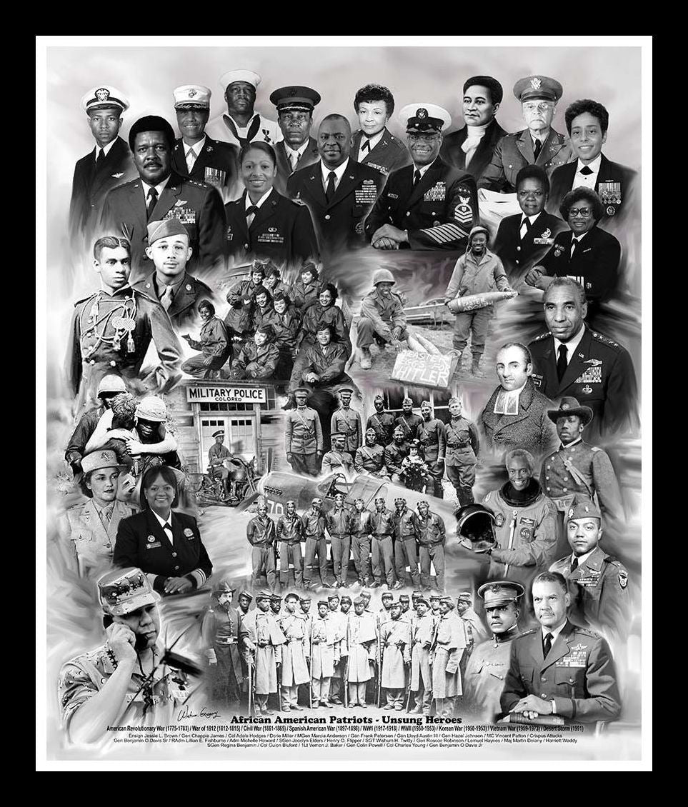 African American Patriots-Art-Wishum Gregory-11x8.5 inches-Black Frame-2015-The Black Art Depot