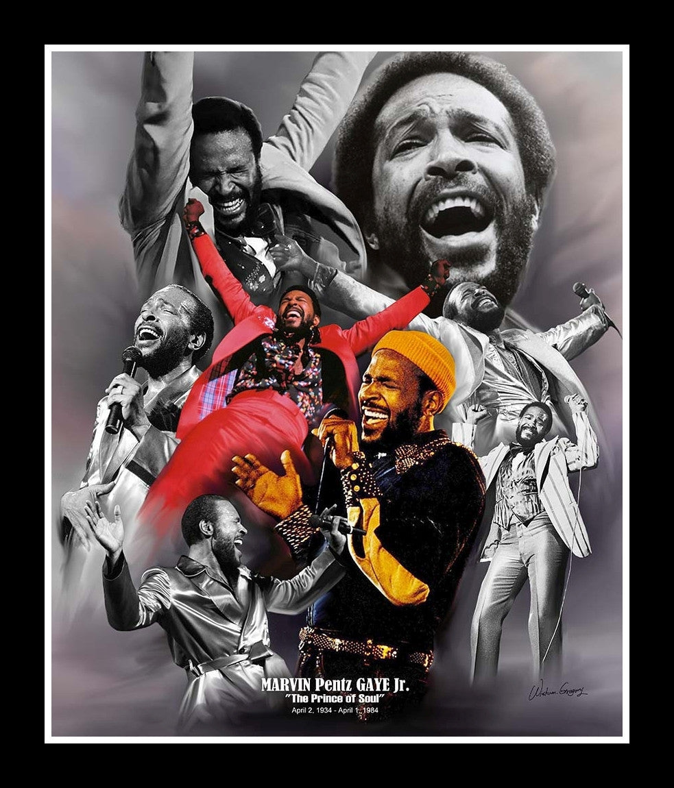 Marvin Gaye: The Prince of Soul by Wishum Gregory (Black Frame)