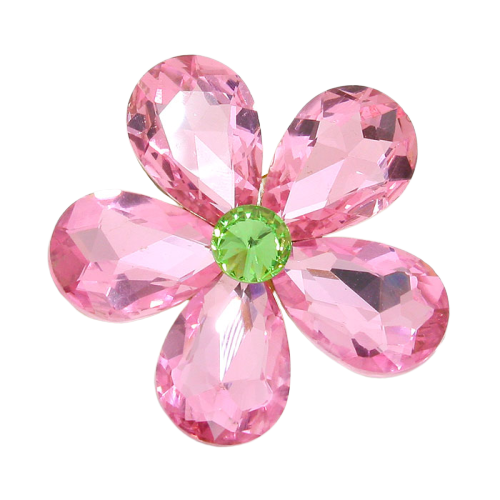 Alpha Kappa Alpha Inspired Pink Rose Crystal Rhinestone Flower Brooch