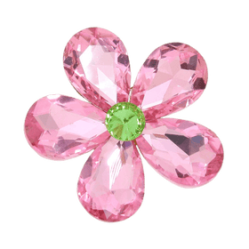 Alpha Kappa Alpha Inspired Pink Rose Crystal Rhinestone Flower Brooch