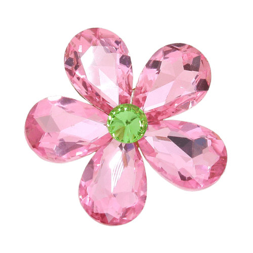 Alpha Kappa Alpha Inspired Pink Rose Crystal Rhinestone Flower Brooch