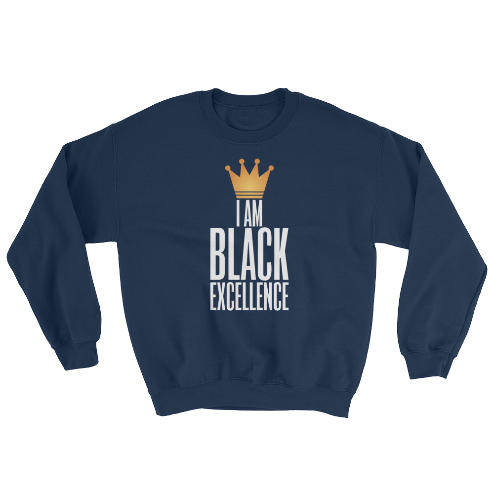I Am Black Excellence Men's Athletic Sweatshirt by RBG Forever (Navy)