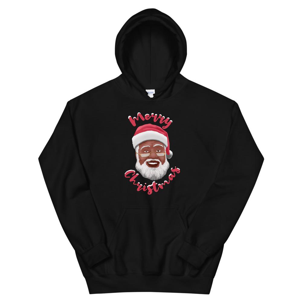 7 of 15: Merry Christmas (Black Santa Claus) Hooded Sweatshirt-Sweatshirt-Soulful Generations-Small-Black-The Black Art Depot
