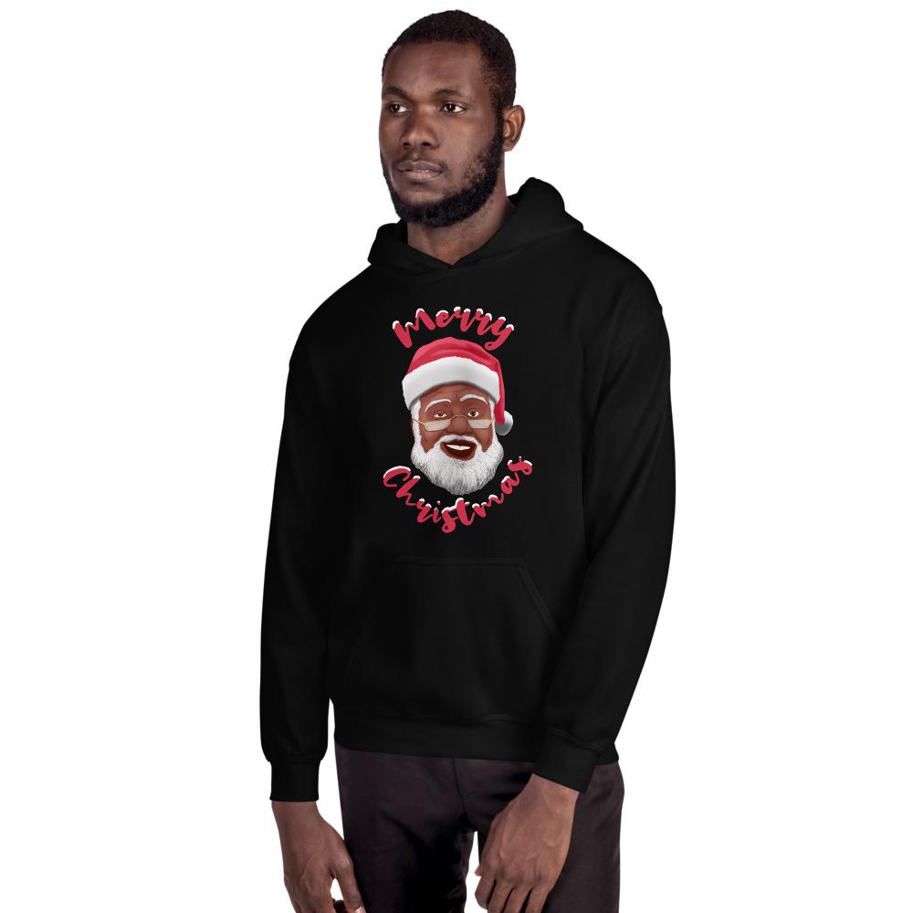 2 of 15: Merry Christmas (Black Santa Claus) Hooded Sweatshirt-Sweatshirt-Soulful Generations-Small-Black-The Black Art Depot