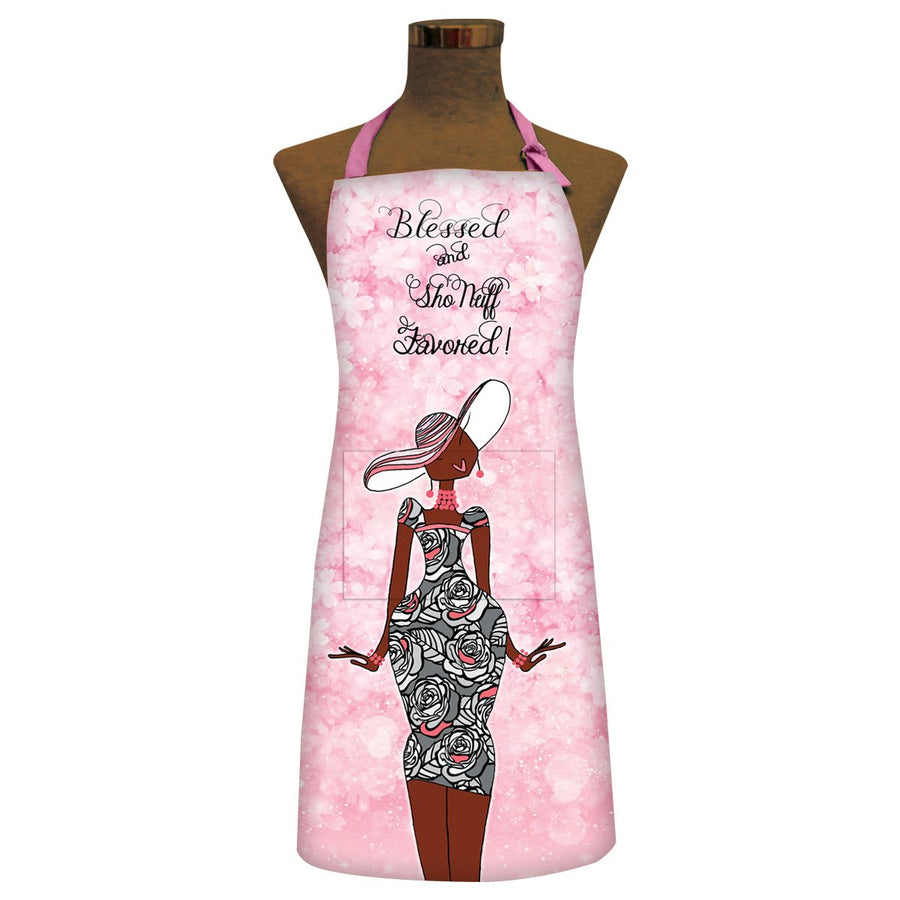 Blessed and Sho Nuff Favored Apron-Aprons-Kiwi McDowell-72x37 inches-100% Cotton-The Black Art Depot