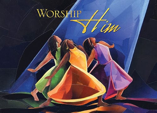 Worship Him: African American Christmas Card by Carl M. Crawford