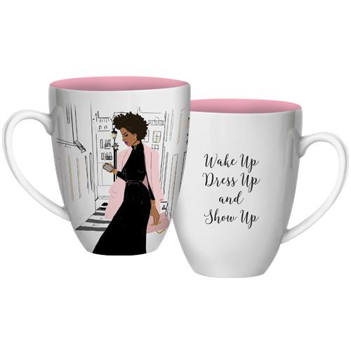 Wake Up, Dress Up & Show Up: African American Coffee Mug by Nicholle Kobi