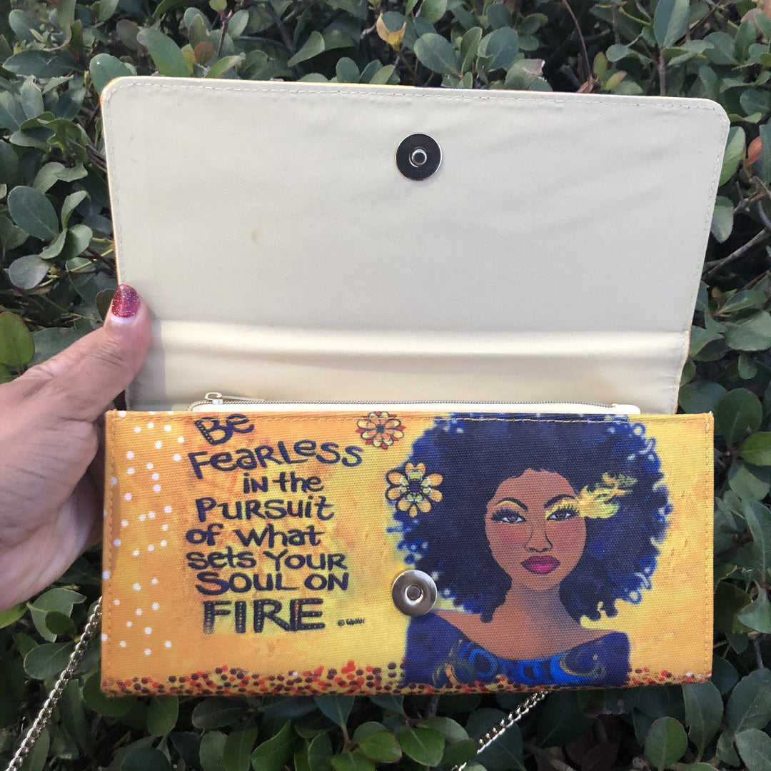 Soul on Fire by Sylvia "GBaby" Cohen: African American Canvas Clutch Bag