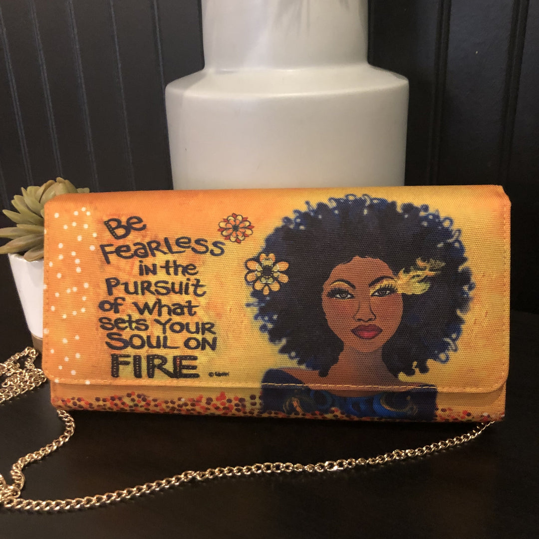 Soul on Fire by Sylvia "GBaby" Cohen: African American Canvas Clutch Bag