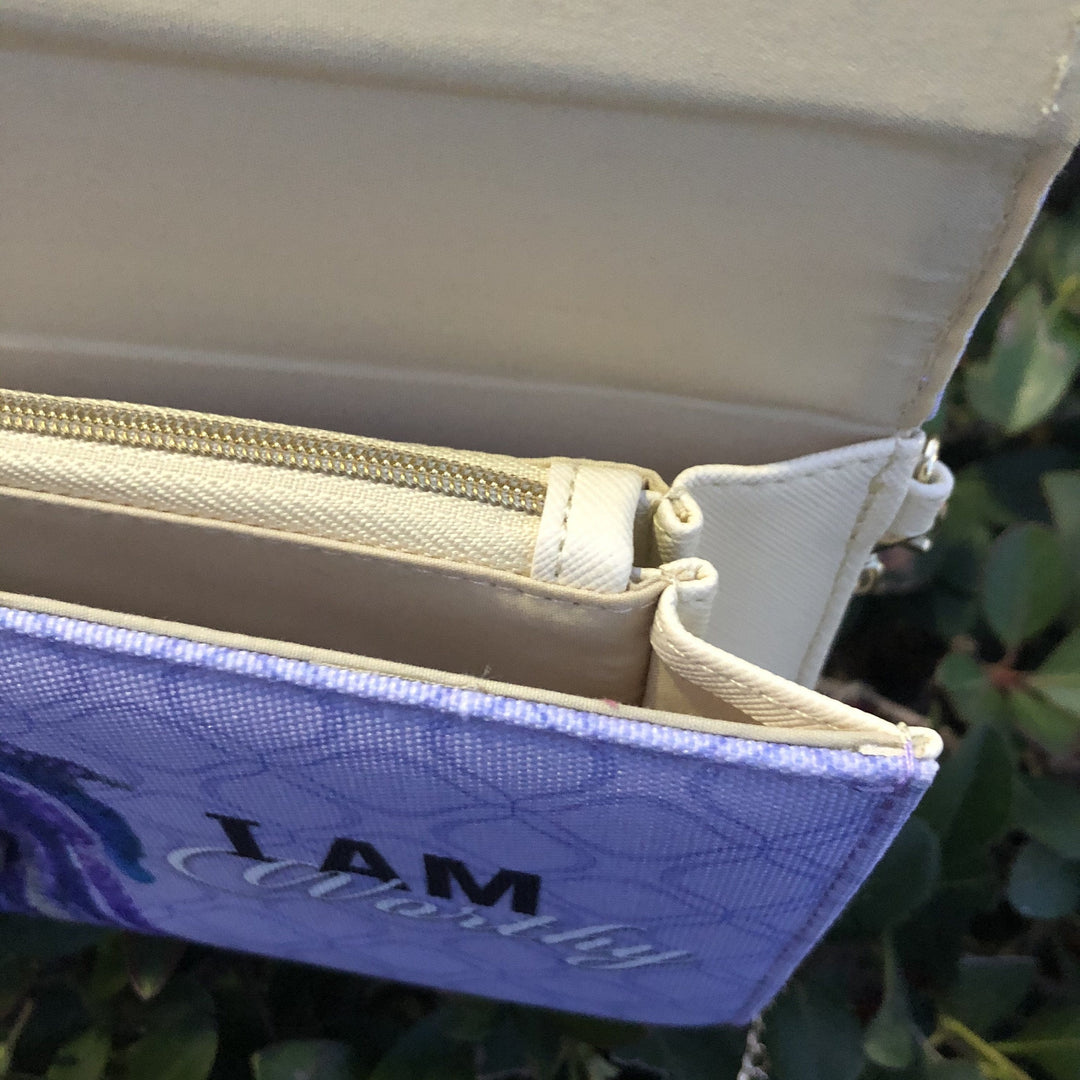 I Am Worthy by Sylvia "GBaby" Cohen: African American Canvas Clutch Bag