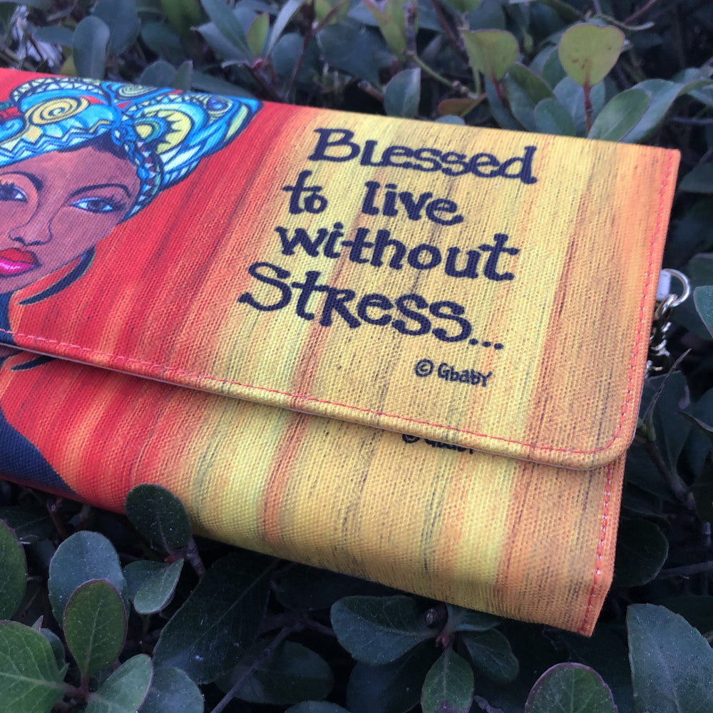 Live Without Stress by Sylvia "GBaby" Cohen: African American Canvas Clutch Bag
