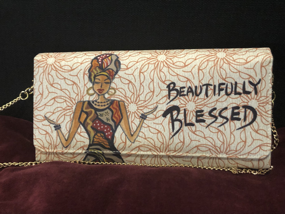 Beautifully Blessed by Cidne Wallace: African American Canvas Clutch Bag
