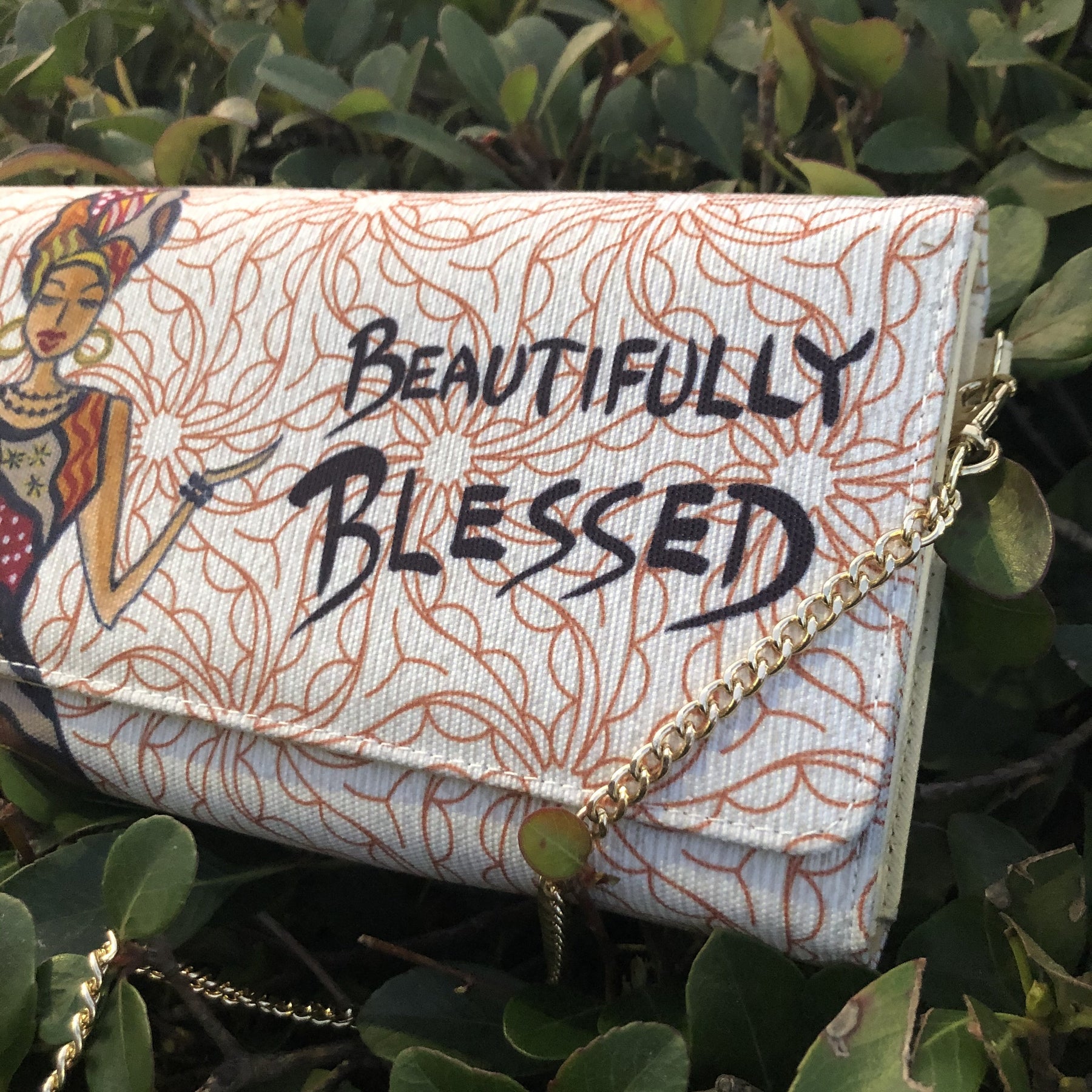 3 of 5: Beautifully Blessed by Cidne Wallace: African American Canvas Clutch Bag