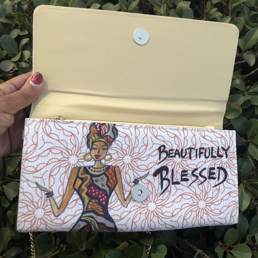 Beautifully Blessed by Cidne Wallace: African American Canvas Clutch Bag