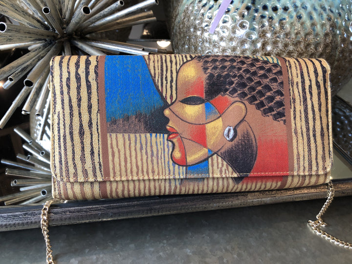 Composite of a Woman by Poncho: African American Canvas Clutch Bag