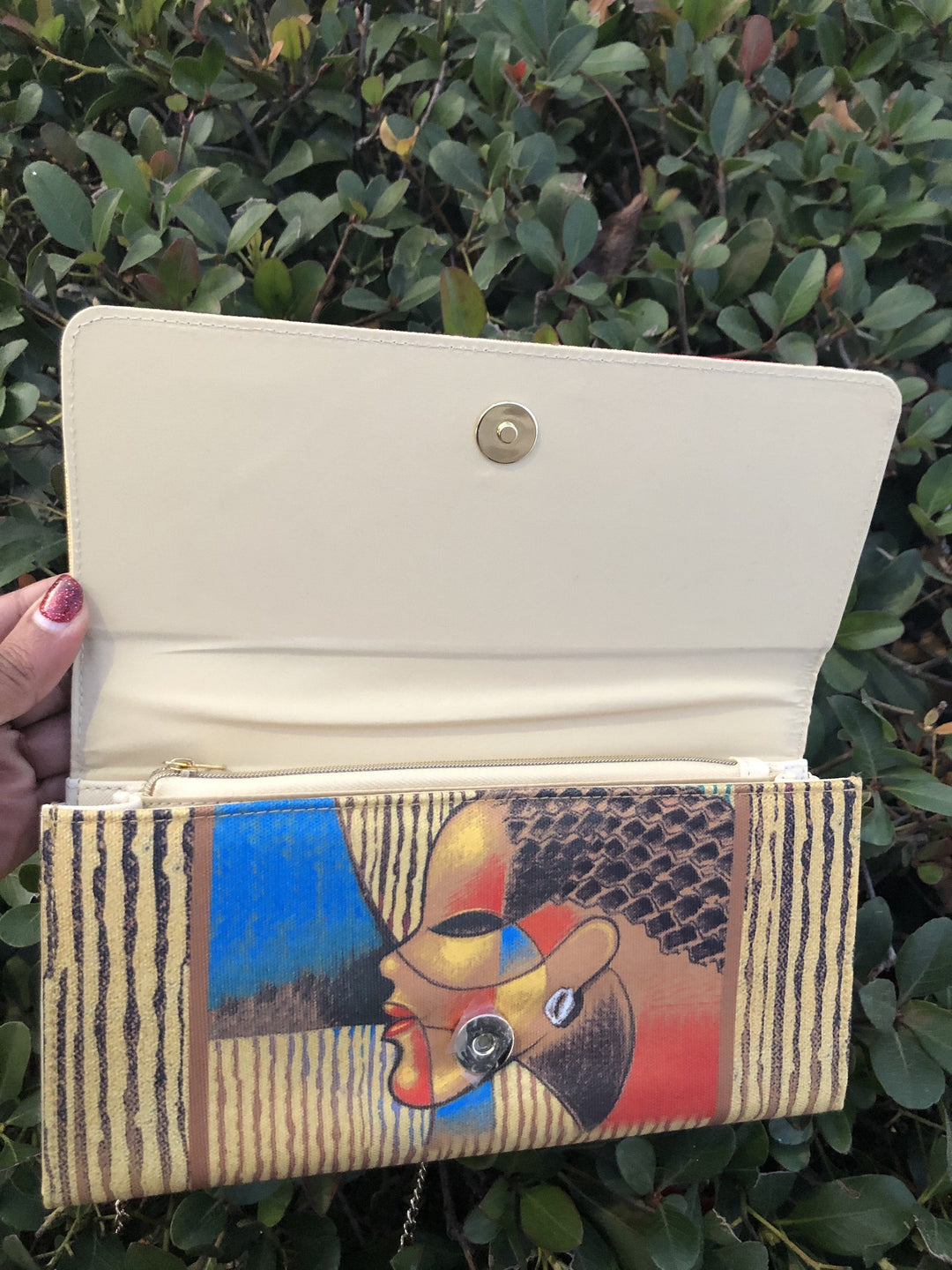 Composite of a Woman by Poncho: African American Canvas Clutch Bag