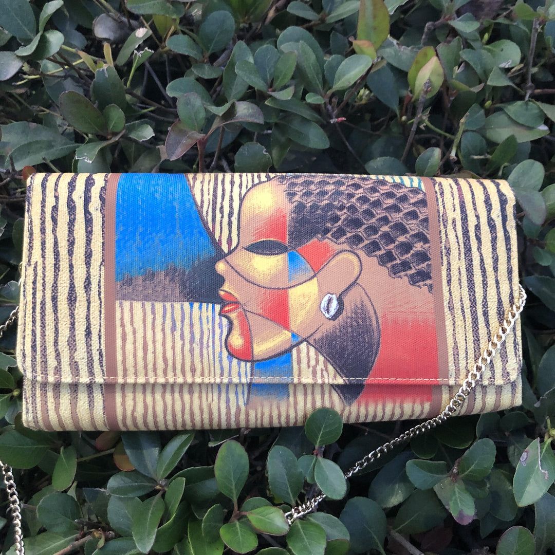 Composite of a Woman by Poncho: African American Canvas Clutch Bag