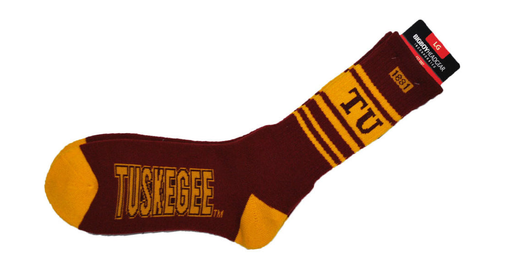 Tuskegee University Golden Tigers Men's Athletic Socks by Big Boy Headgear