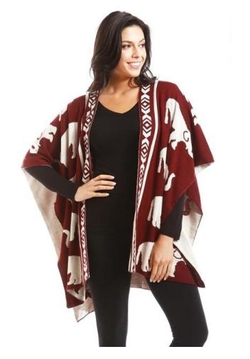 Reversible Crimson and White Elephant Shawl (Delta Sigma Theta Inspired)