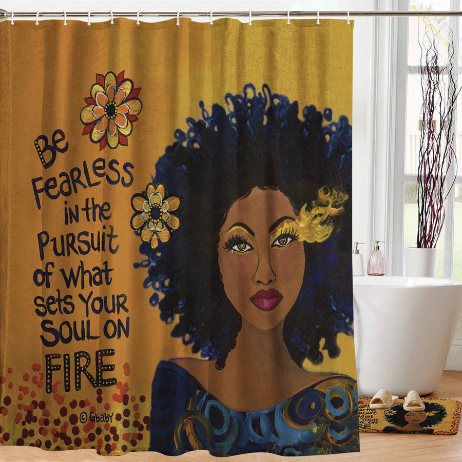 Soul on Fire Shower Curtain-Shower Curtain-Gbaby-70x70 inches-Polyester-The Black Art Depot