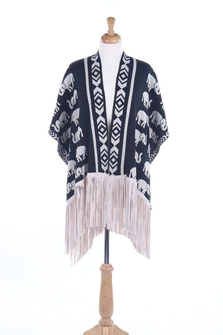 Delta Sigma Theta Inspired Elephant Fringe Vest (Black)