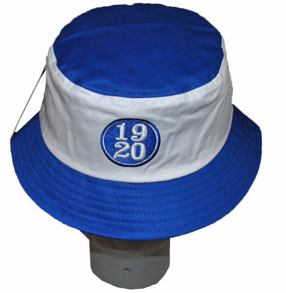 Zeta Phi Beta White and Royal Blue Bucket Hat by Big Boy Headgear (Back)