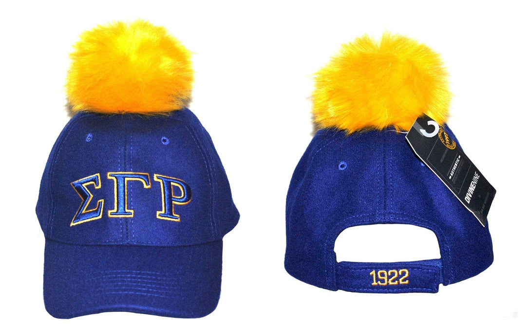 Sigma Gamma Rho Royal Blue Baseball Cap with Gold Pom Pom