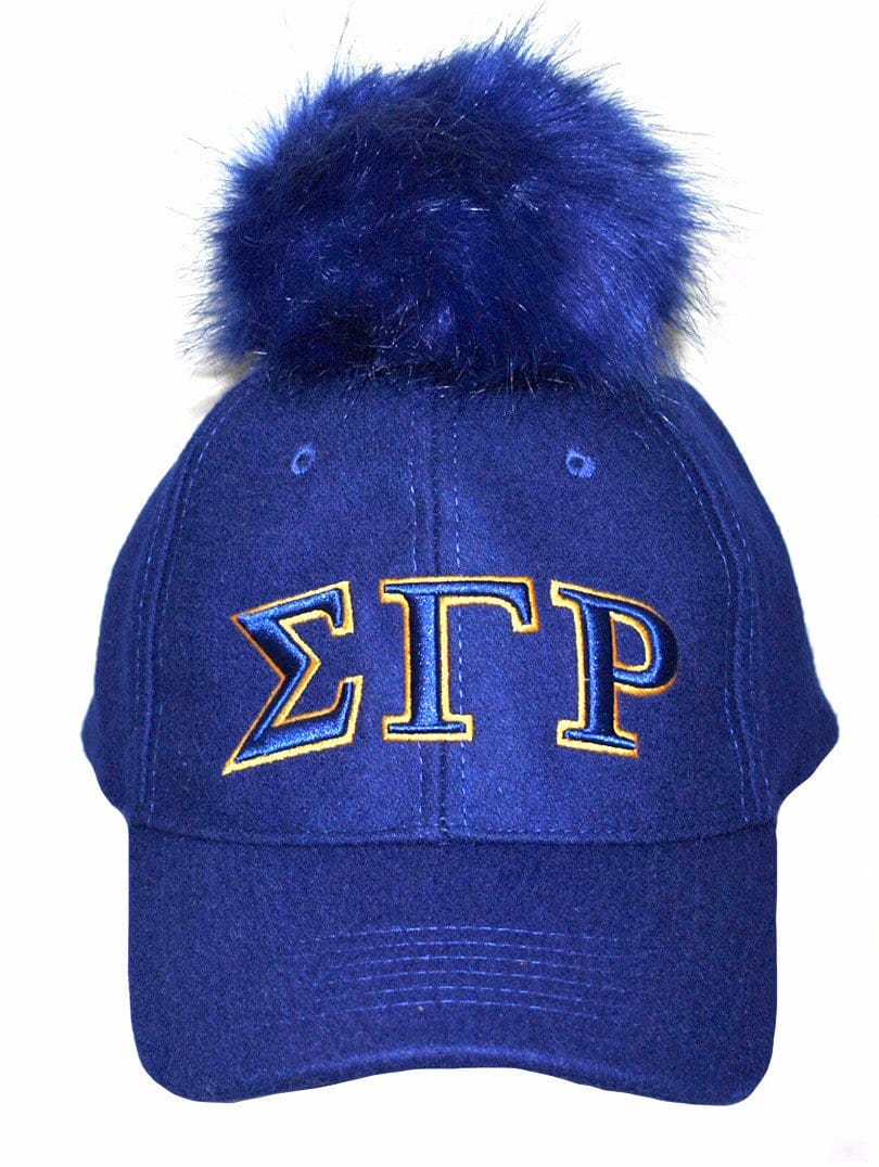 Sigma Gamma Rho Royal Blue Baseball Cap with Blue Pom Pom (Front)