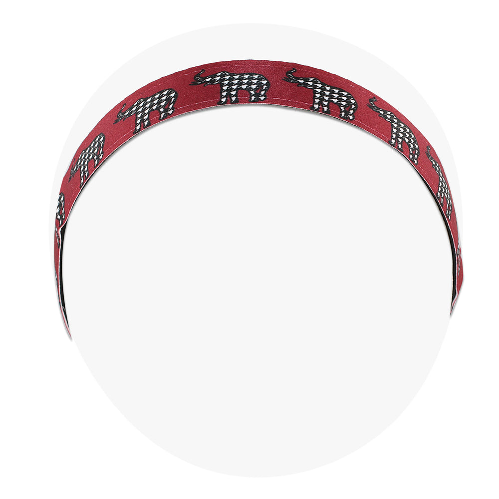 Delta Sigma Theta Inspired Crimson Red Headband with Houndstooth Elephants