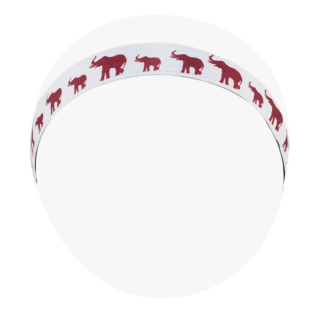 Delta Sigma Theta Inspired White Headband with Crimson Red Elephants