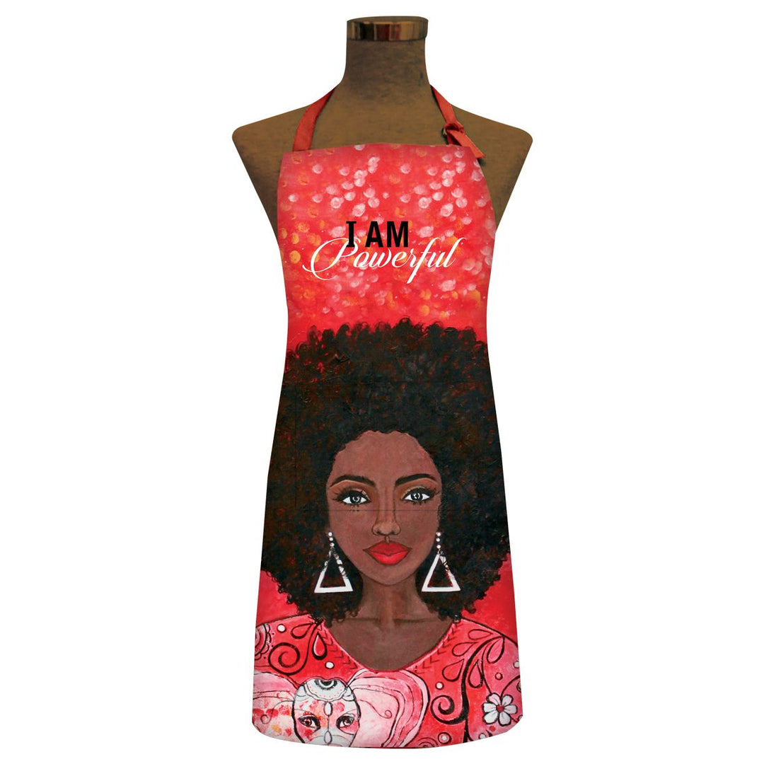 I Am Powerful Designer Apron-Aprons-Gbaby-72x37 inches-100% Cotton-The Black Art Depot