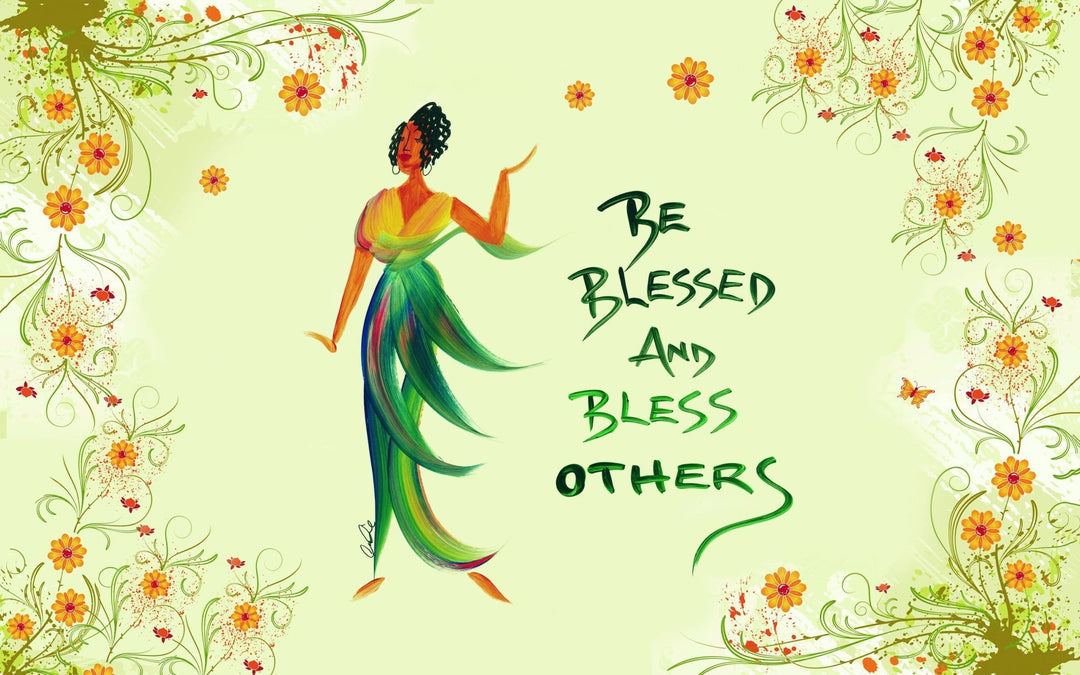 Be Blessed & Bless Others: African American Interior Floor Mat by Cidne Wallace