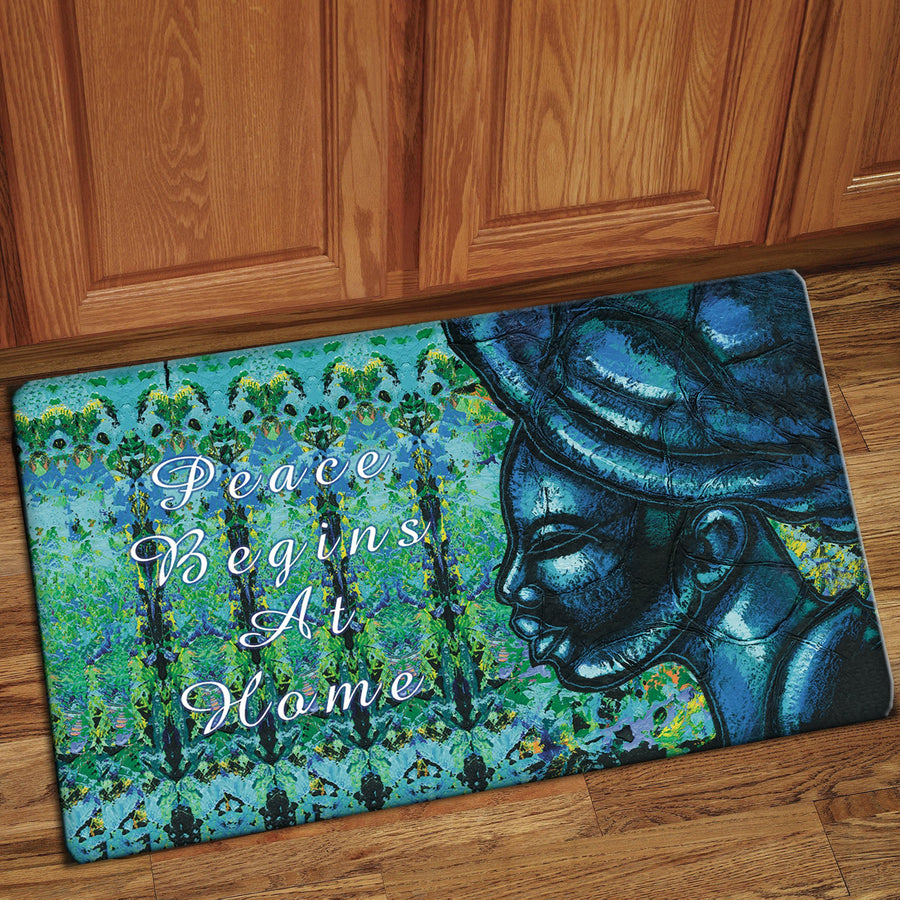 Peace Begins at Home: African American Interior Floor Mat by Larry "Poncho" Brown