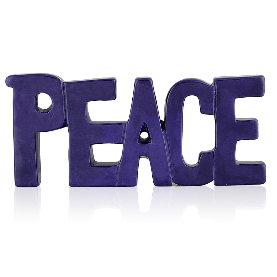 Peace Soapstone "Word" Sculpture (Purple): African Tabletop Decor