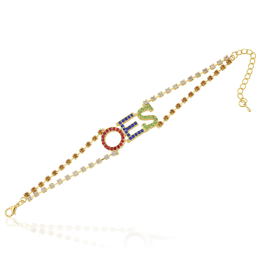 Order of the Eastern Star "OES" Sparkling Crystal Bracelet