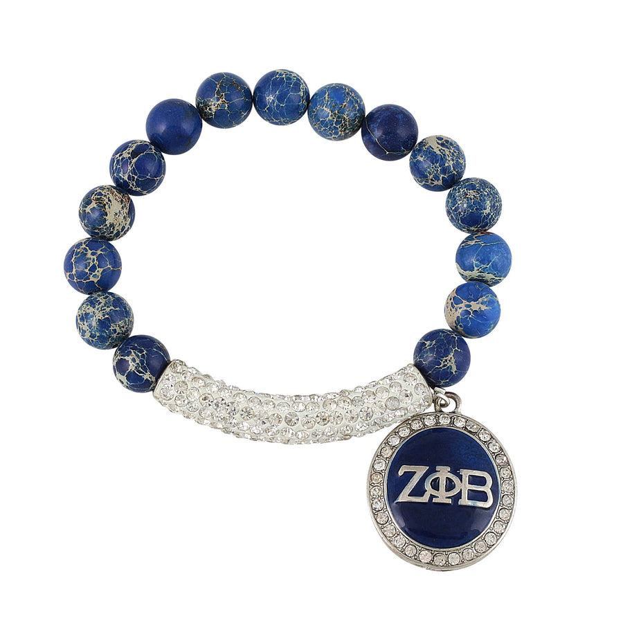 Zeta Phi Beta Arm Candy Jasper Gemstone & Pave Bling Bracelet