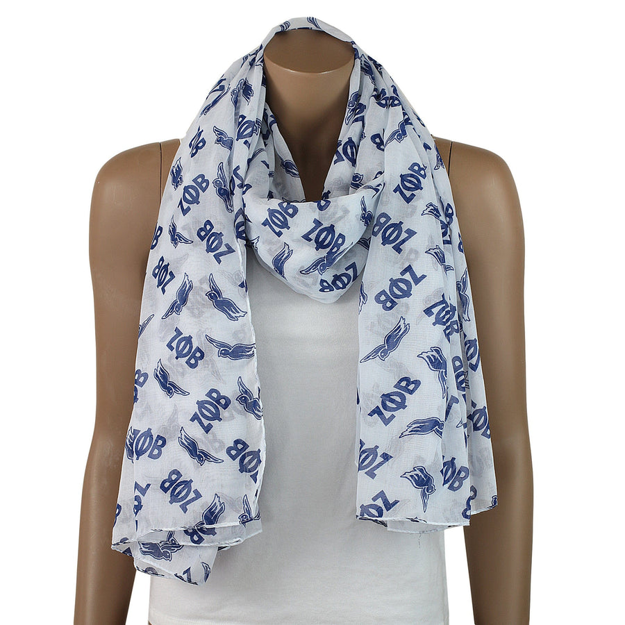 Zeta Phi Beta Pure White and Royal Blue Oversized Dove Scarf