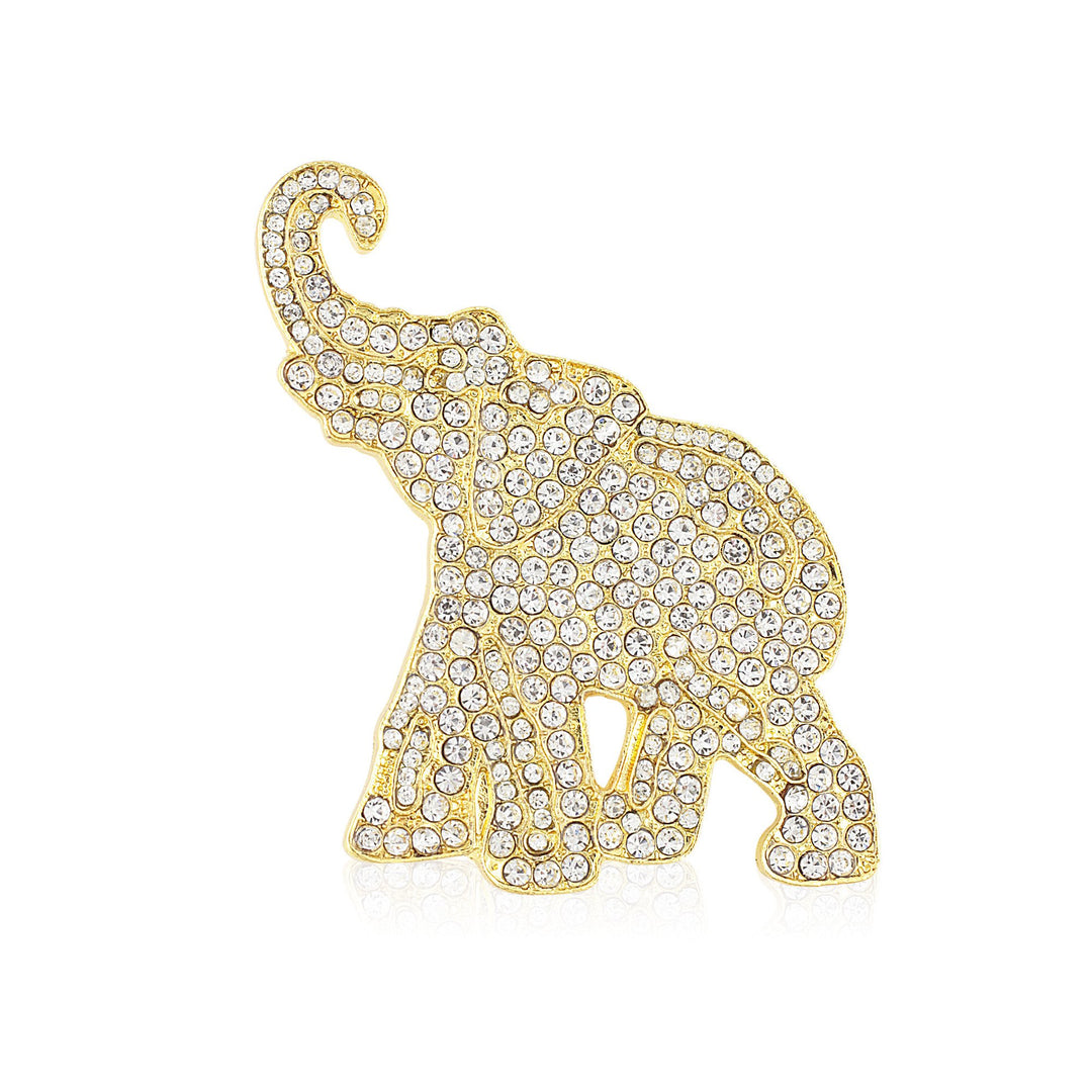 Delta Sigma Theta Inspired Rhinestone Elephant Brooch (Gold)